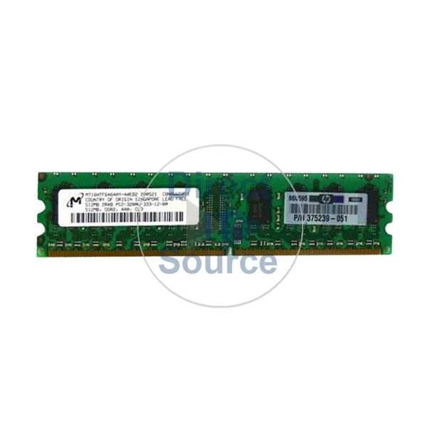HP 375239-051 - 512MB DDR2 PC2-3200 Non-ECC Unbuffered 240-Pins Memory