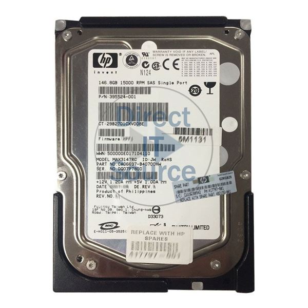 HP 395524-001 - 146.8GB 15K SAS 3.0Gbps 3.5" Hard Drive