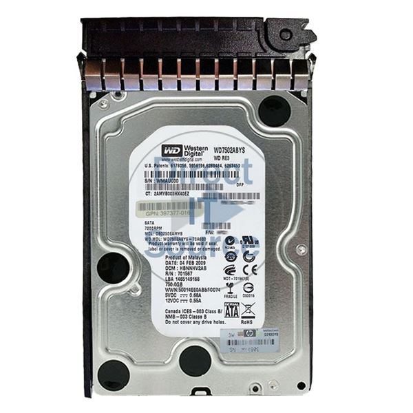 HP 397377-016 - 750GB 7.2K SATA 3.0Gbps 3.5" Hard Drive