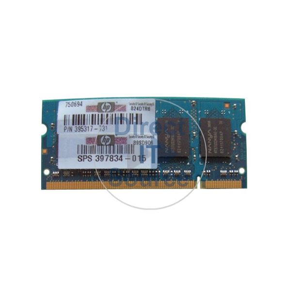 HP 397834-015 - 512MB DDR2 PC2-5300 Non-ECC Unbuffered 200-Pins Memory
