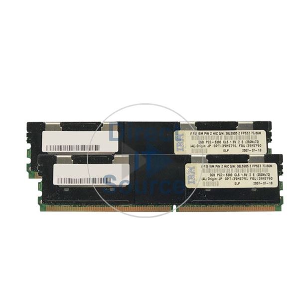 IBM 39M5791 - 4GB 2x2GB DDR2 PC2-5300 ECC Fully Buffered 240-Pins Memory