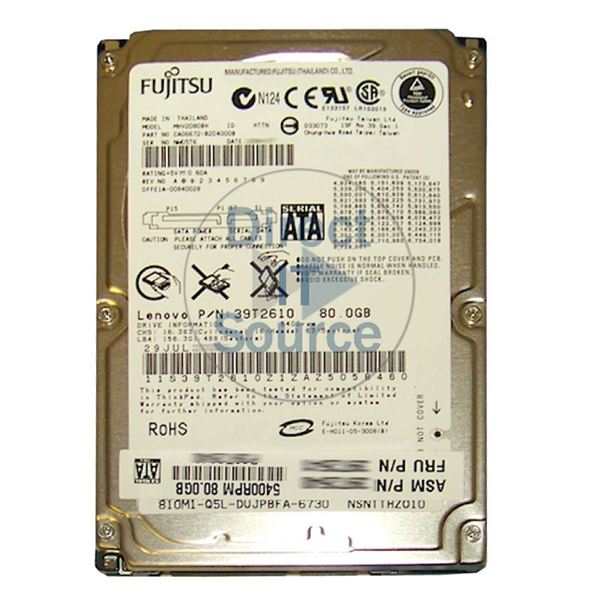 Lenovo 39T2610 - 80GB 5.4K SATA 2.5" Hard Drive