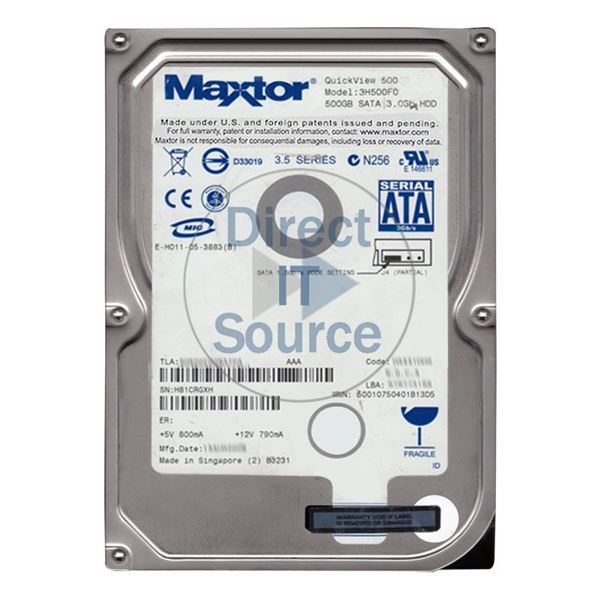 Maxtor 3H500F0 - 500GB 7.2K SATA 3.0Gbps 3.5" Hard Drive