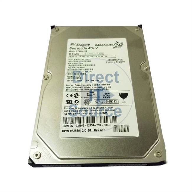 Dell 3J669 - 20GB 7200RPM 3.5Inch Hard Drive