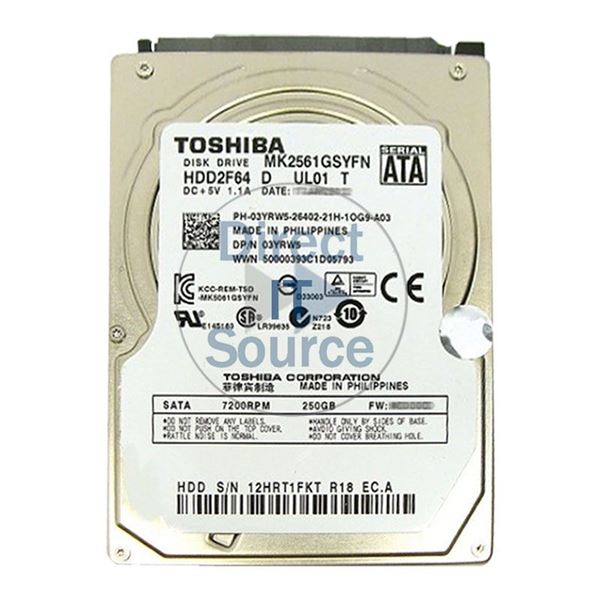 Dell 3YRW5 - 250GB 7.2K SATA 2.5" 16MB Cache Hard Drive