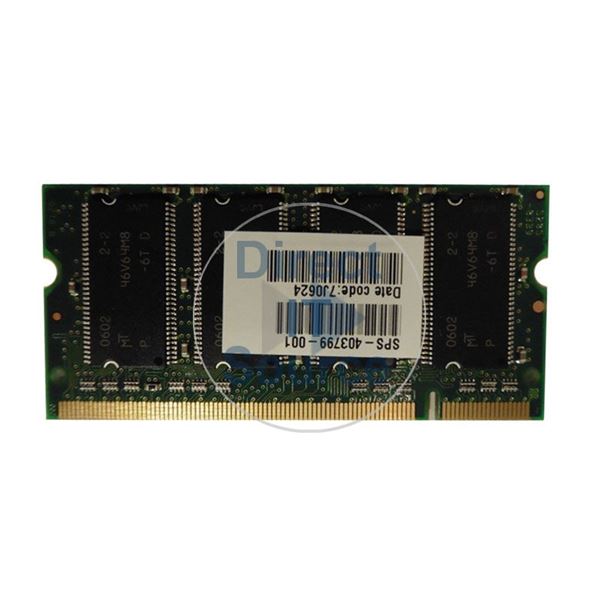 HP 403799-001 - 512MB DDR PC-2700 Non-ECC Unbuffered 200-Pins Memory