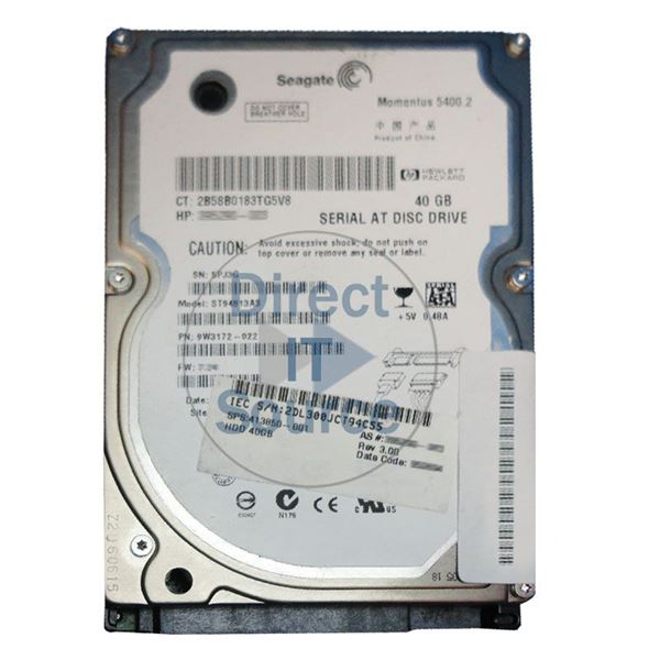 HP 413850-001 - 40GB 5.4K SATA 2.5" Hard Drive
