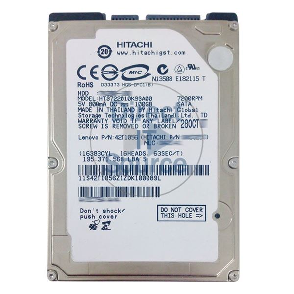 Lenovo 42T1056 - 100GB 7.2K SATA 2.5" Hard Drive