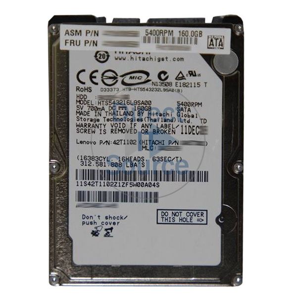Lenovo 42T1102 - 160GB 5.4K SATA 2.5" Hard Drive