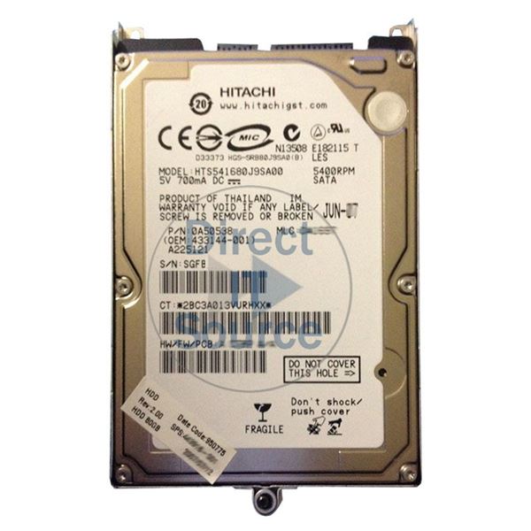 HP 433144-001 - 80GB 5.4K SATA 2.5" Hard Drive