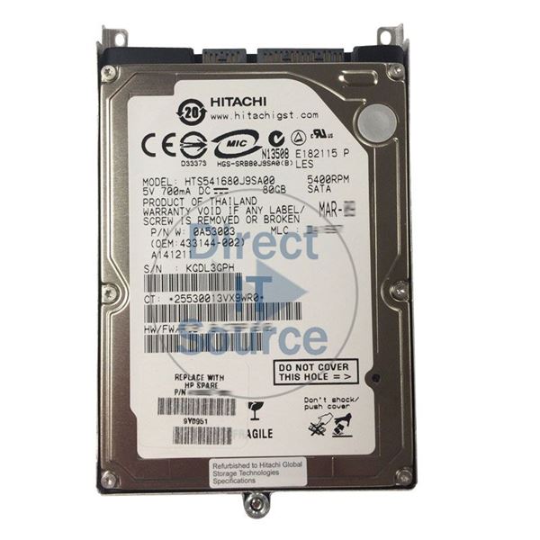 HP 433144-002 - 80GB 5.4K SATA 2.5" Hard Drive