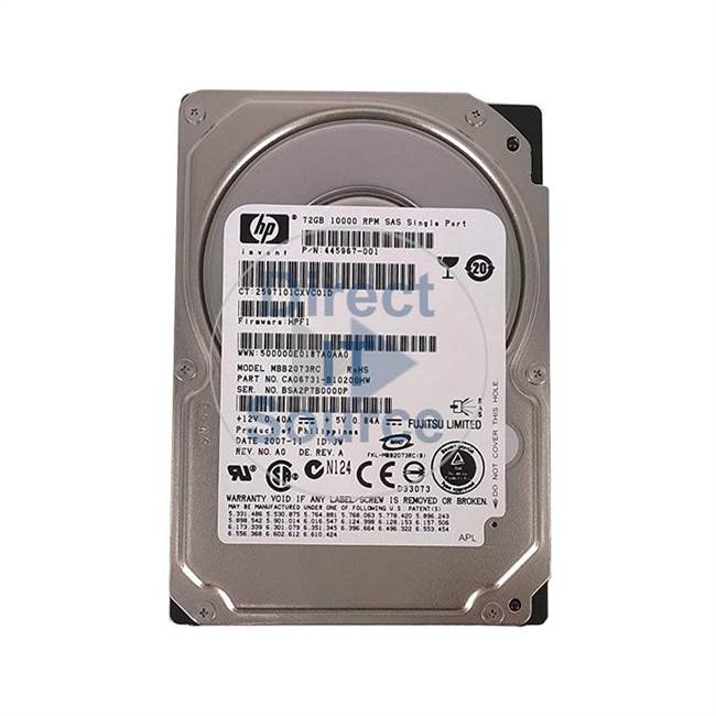 HP 445967-001 - 72GB 10K SAS 2.5" Hard Drive