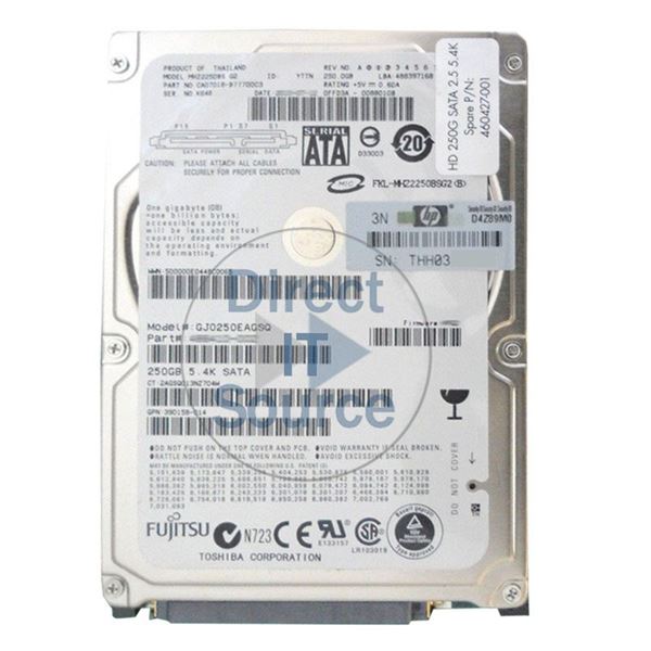 HP 460427-001 - 250GB 5.4K SATA 2.5" Hard Drive