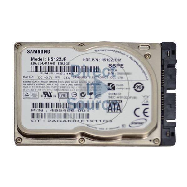 HP 485496-001 - 120GB 5.4K SATA 1.8" Hard Drive