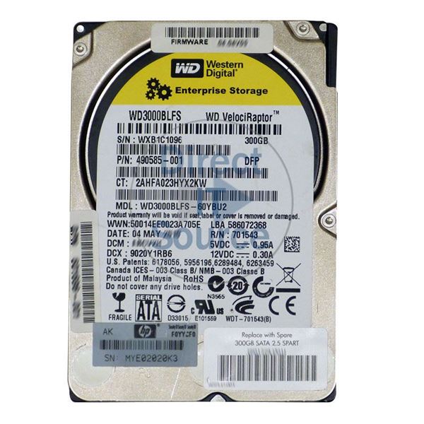 HP 490585-001 - 300GB 10K SATA 3.0Gbps 2.5" Hard Drive