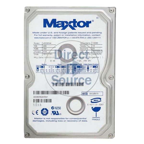 Maxtor 4D080H4-240541 - 80GB 5.4K ATA/100 3.5" 2MB Cache Hard Drive