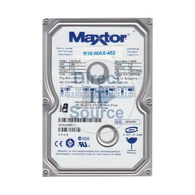 Maxtor 4G160J8080111 - 160GB 5.4K ATA-133 3.5" Hard Drive