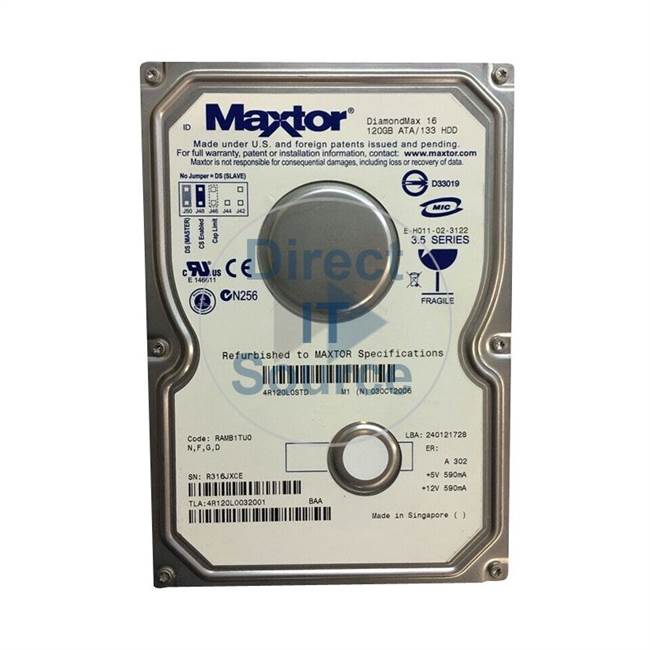 Maxtor 4R120L0032001 - 120GB 5.4K IDE 3.5" Hard Drive