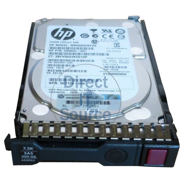 HP 507129-006 - 500GB 7.2K SAS 6.0Gbps 2.5" Hard Drive