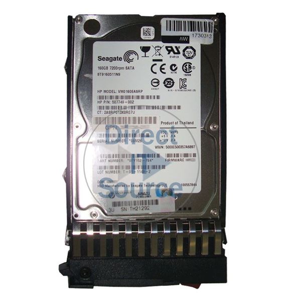 HP 507749-002 - 160GB 7.2K SATA 3.0Gbps 2.5" Hard Drive