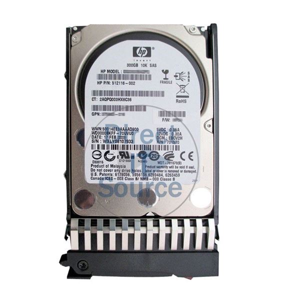 HP 512116-002 - 300GB 10K SAS 3.0Gbps 2.5" Hard Drive