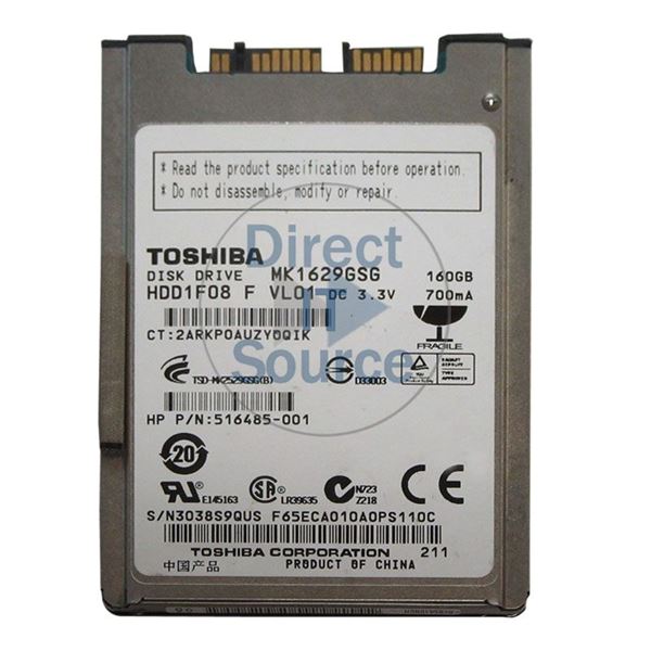 HP 516485-001 - 160GB 5.4K SATA 1.8" Hard Drive