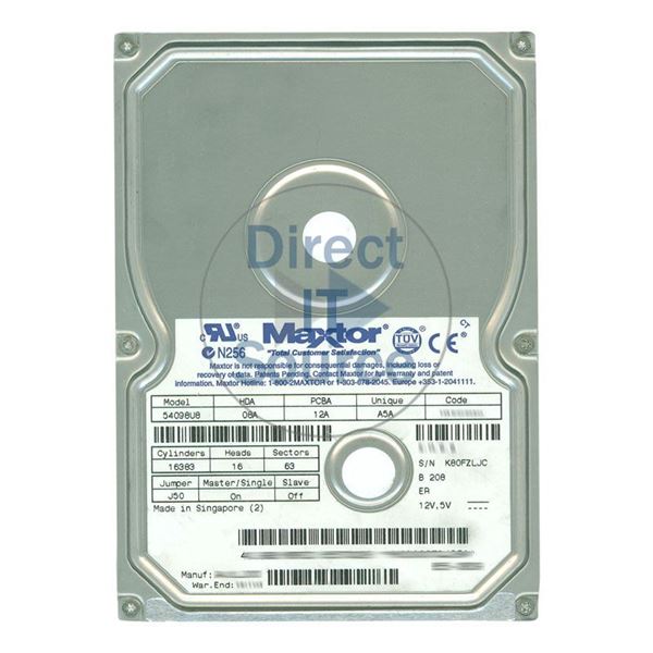 Maxtor 54098U8 - 40GB 7.2K ATA/66 3.5" 2MB Cache Hard Drive