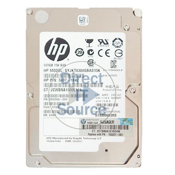 HP 5697-1842 - 300GB 15K SAS 6.0Gbps 2.5" Hard Drive