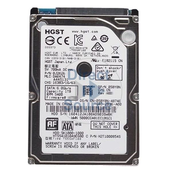 Dell 58Y8N - 1TB 10K SATA 6.0Gbps 2.5" 8MB Cache Hard Drive