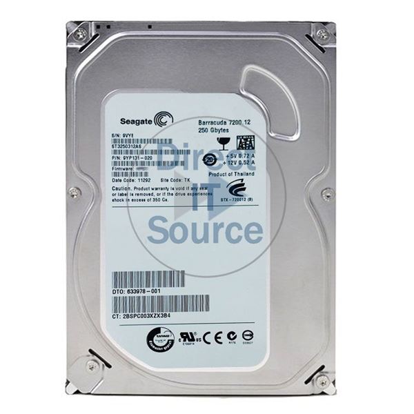 HP 633978-001 - 250GB 7.2K SATA 3.5" Hard Drive