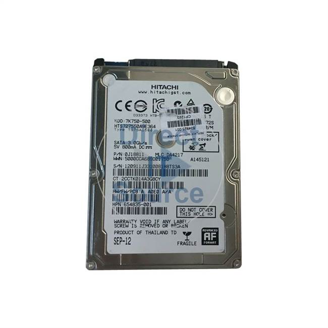 HP 634925-001 - 500GB 7.2K SATA 3.0Gbps 2.5" Hard Drive