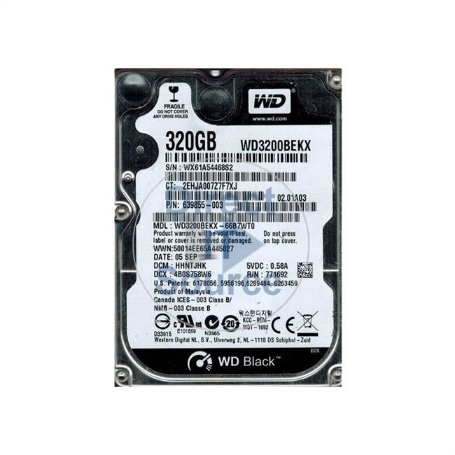 HP 639855-003 - 320GB 7.2K SATA 2.5Inch 16MB Cache Hard Drive