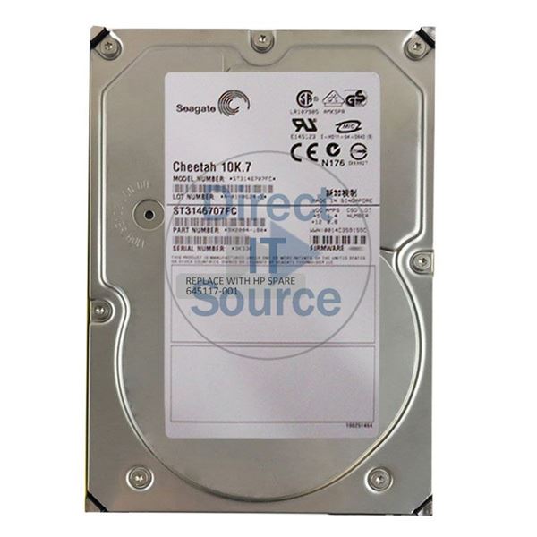 HP 645117-001 - 146GB 10K Fibre Channel 3.5" Hard Drive