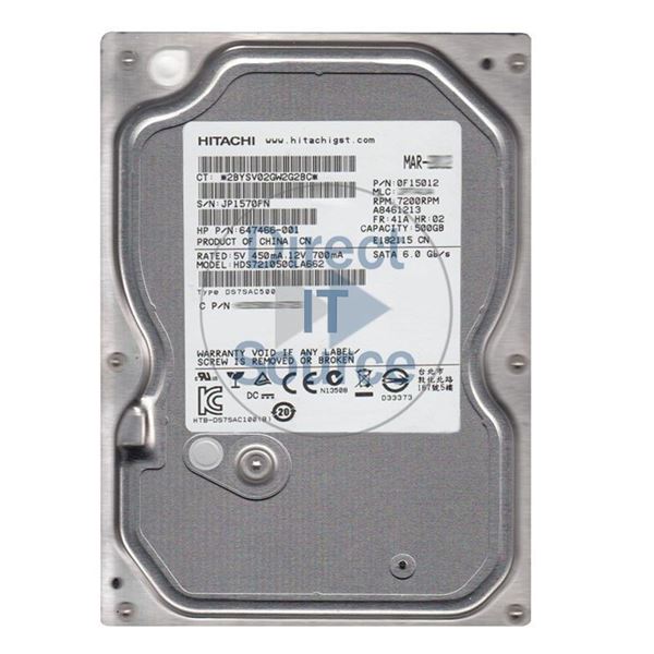 HP 647466-001 - 500GB 7.2K SATA 6.0Gbps 3.5" 16MB Cache Hard Drive