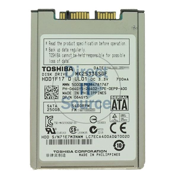 Dell 64GY5 - 250GB 5.4K SATA 3.0Gbps 1.8" Hard Drive