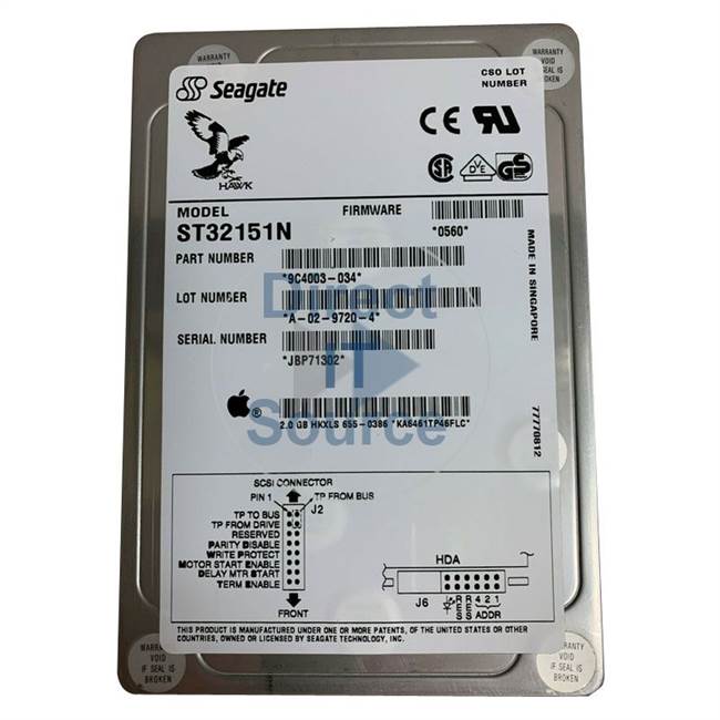 Apple 655-0386 - 2GB SCSI 3.5" Hard Drive