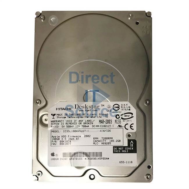 Apple 655-1118 - 180GB 7.2K IDE 3.5" 8MB Cache Hard Drive