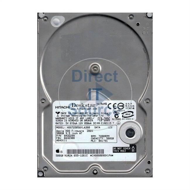 Apple 655-1261C - 500GB 7.2K SATA 3.5" Hard Drive