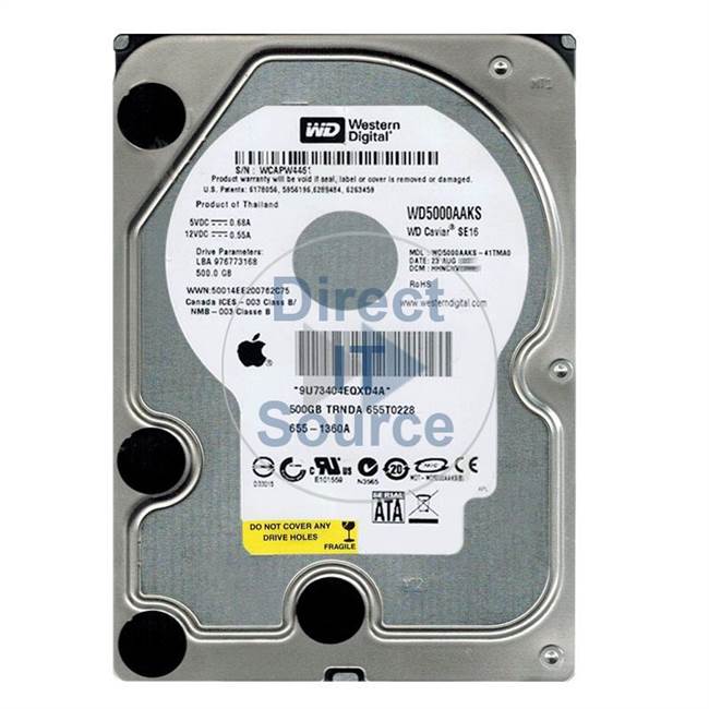 Apple 655-1360A - 500GB 7.2K SATA 3.5" Hard Drive