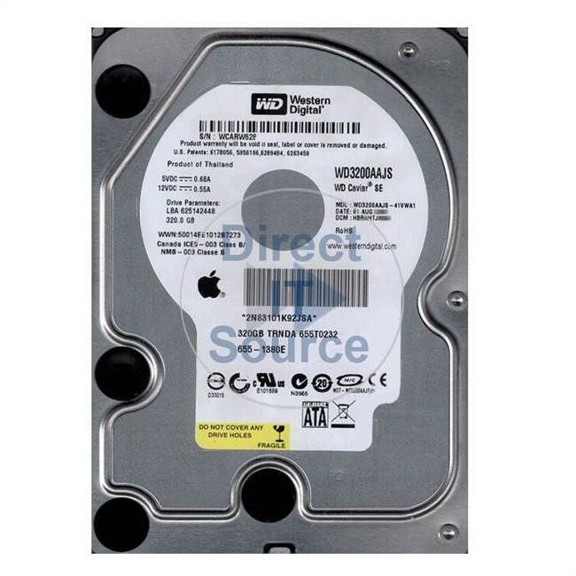 Apple 655-1380E - 320GB 7.2K SATA 3.0Gbps 3.5" 8MB Hard Drive