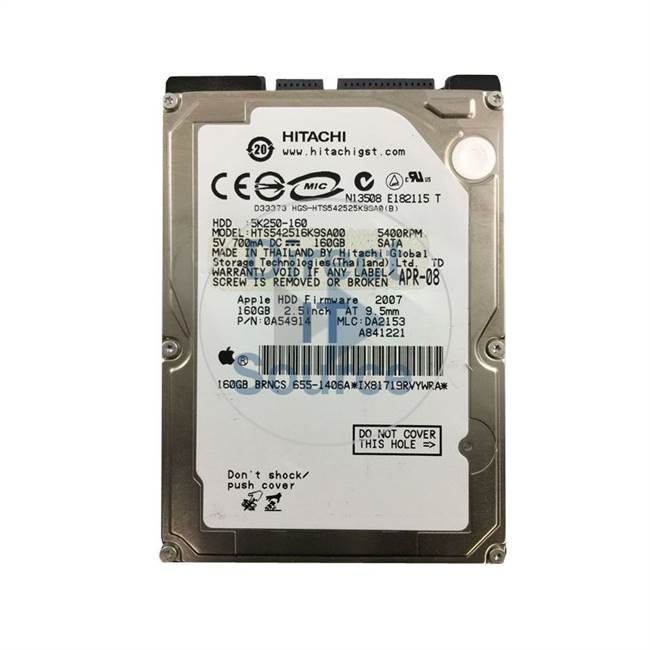 Apple 655-1406A - 160GB 5.4K SATA 2.5" Hard Drive