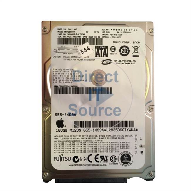 Apple 655-1409A - 160GB 5.4K SATA 2.5" Hard Drive
