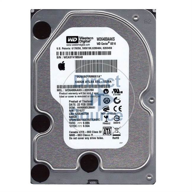 Apple 655-1528A - 640GB 7.2K SATA 3.0Gbps 3.5" 16MB Hard Drive
