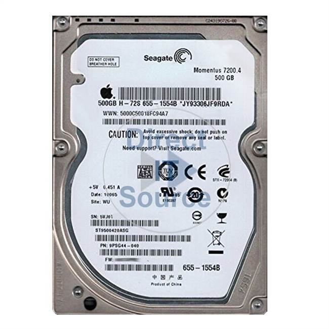 Apple 655-1554A - 500GB 7.2K SATA 3.0Gbps NCQ 2.5" 16MB Cache Hard Drive