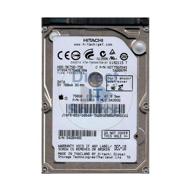 Apple 655-1684A - 750GB 5.4K SATA 2.5" Cache Hard Drive