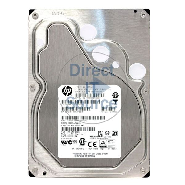 HP 657753-008 - 4TB 7.2K SATA 6.0Gbps 3.5" Hard Drive