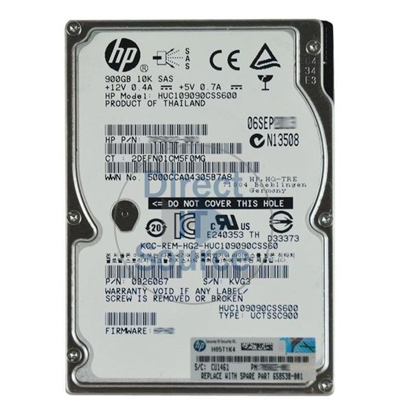 HP 658538-001 - 900GB 10K SAS 6.0Gbps 2.5" Hard Drive