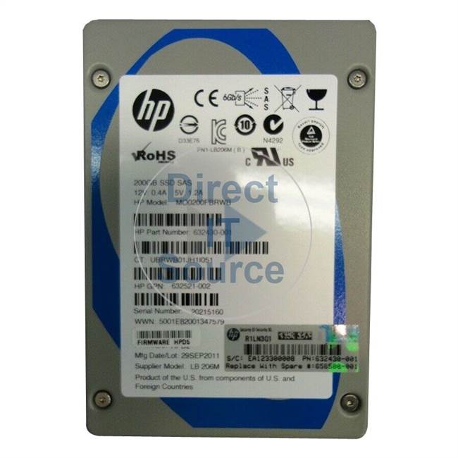 HP 658580-001 - 200GB SAS 2.5" SSD