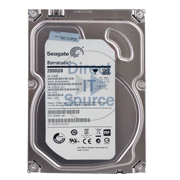 HP 662623-001 - 2TB 7.2K SATA 3.5" Hard Drive