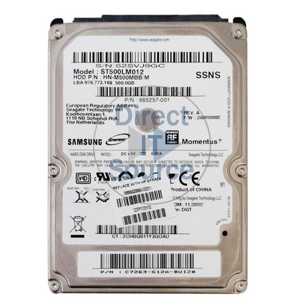 HP 665257-001 - 500GB 5.4K SATA 2.5" Hard Drive